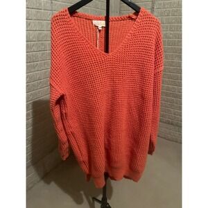 Listiele Coral V Neck Oversized‎ Knit Pullover Sweater